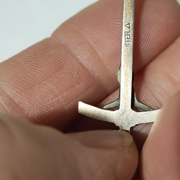 VINTAGE MEN'S OR WOMEN'S STERLING SILVER .925 CROSS PENDANT NO CLASP 27"NECKLACE - Picture 4 of 10